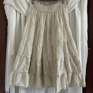 Vintage Y2K Cream 100% Cotton Maxi Skirt